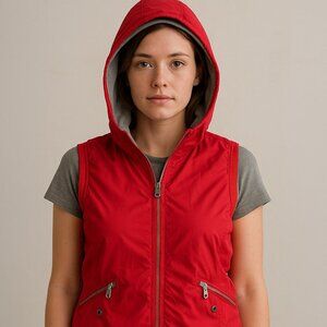 Wise Red Hooded Vest Size 38 – Good Condition, Made in Turkey